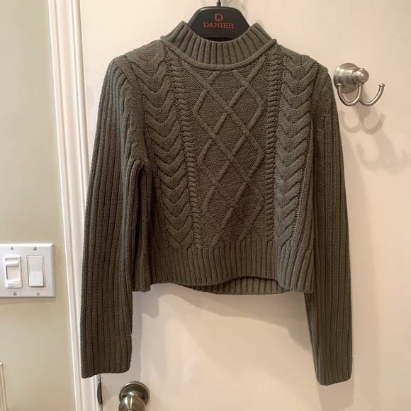 Cropped Cable Knit Sweater - Picture 1 of 5
